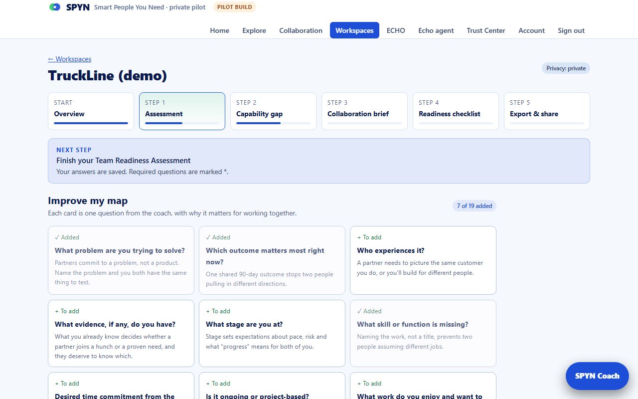 Go deeper when you're ready: SPYN screen with a fictional example